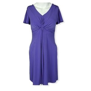 Daisy Fuentes Purple Twist Knot Top Short Sleeve